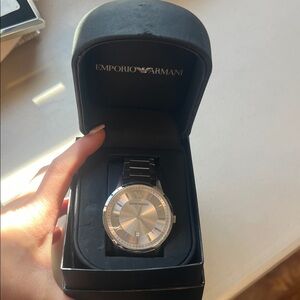 Emporio Armani Black and Silver Men's Watch